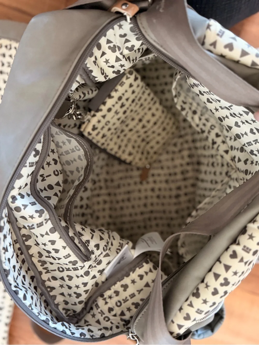 Petunia Pickle Bottom Mickey Outline Diaper Bag in Sage Gray
